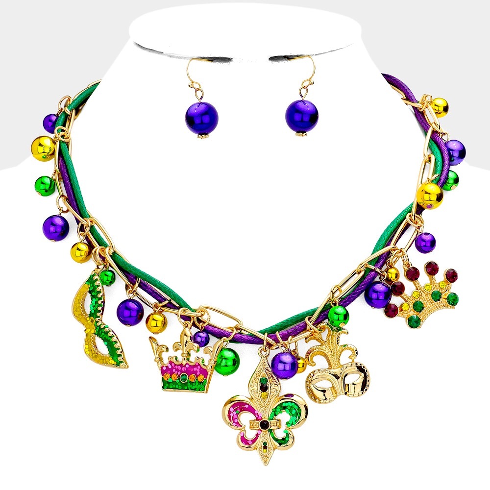 Mardi Gras Charmed Statement Necklace